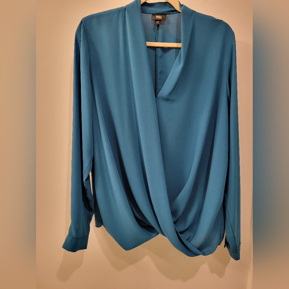 Teal Massimo long sleeve crossover shirt xl